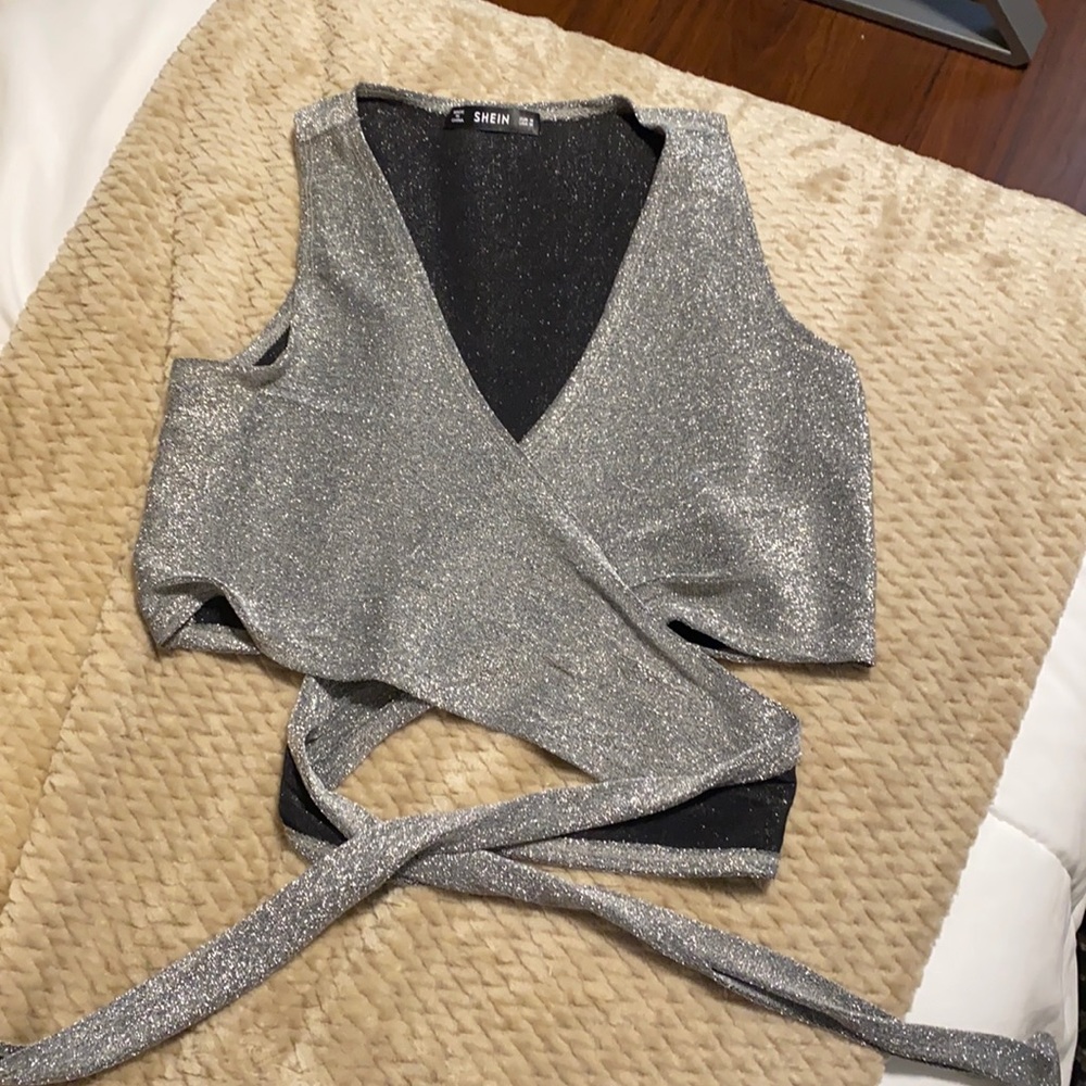 SHEIN sparkly cross crop top